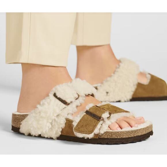 Birkenstock Arizona Teddy Split Suede Leather-Shearling - Mink EUR 42 US 11 - Picture 1 of 10